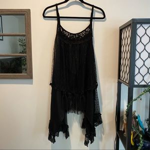 h.Naoto Gramm flowy sheer lace ruffle adjustable tank top